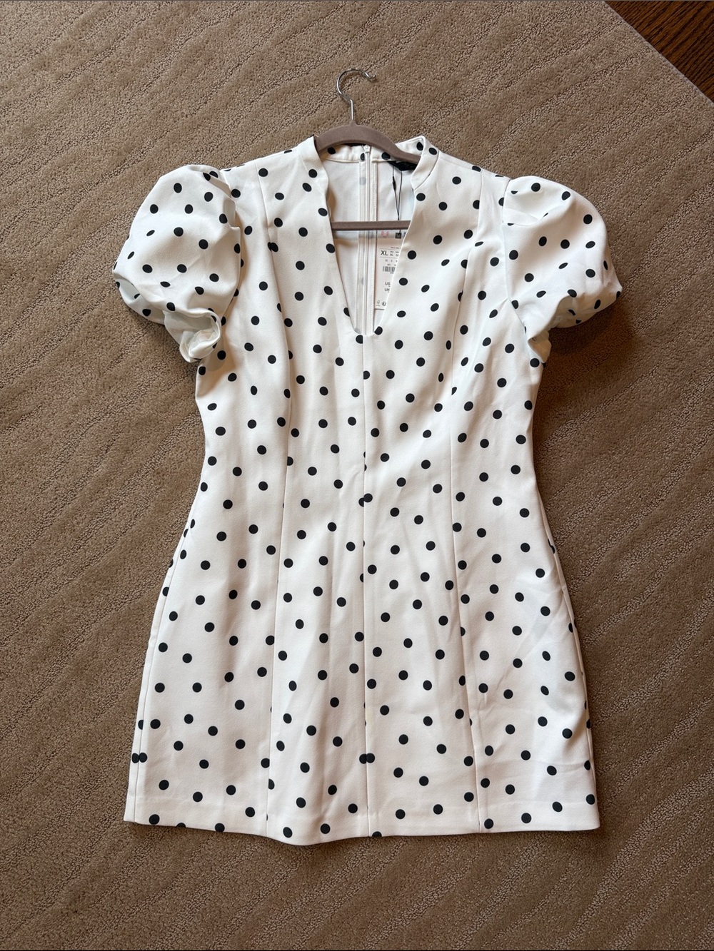 Zara Puff Sleeves Polka Dot Short Dress - Picture 6 of 17